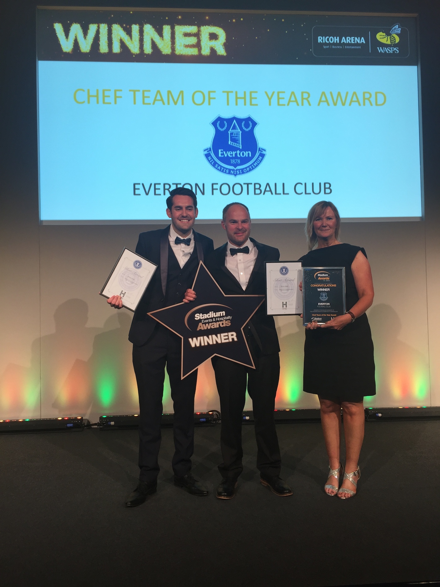 The Sodexo team at Everton receiving their Chef Team of the Year award