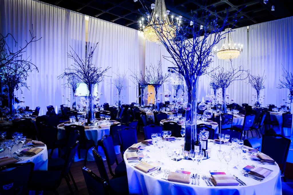 Christmas party setup at Glaziers Hall