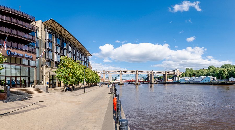 Riverside promenade beside the hotel with the Tyne Bridge in the background