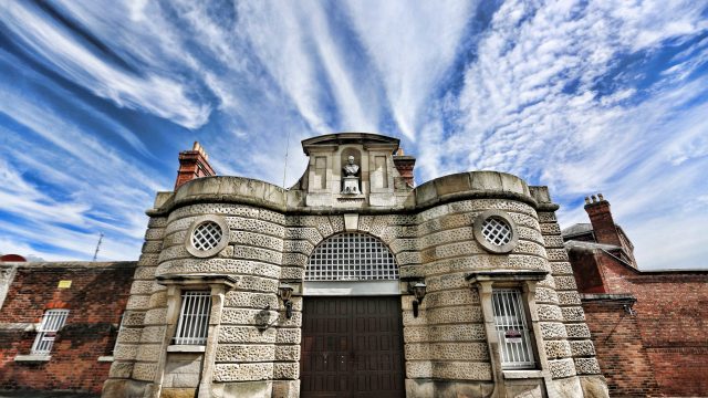 Stone gatehouse entrance of Shrewsbury Prison