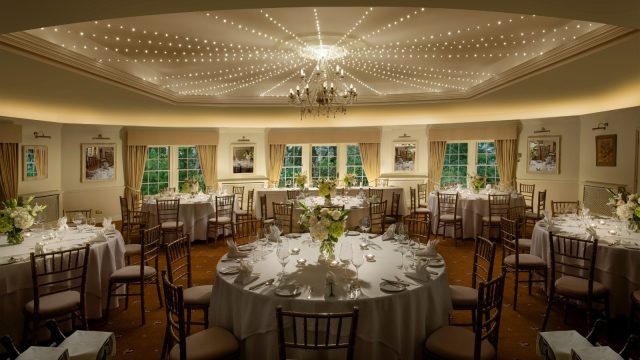 Round room set with tables at Thackray House
